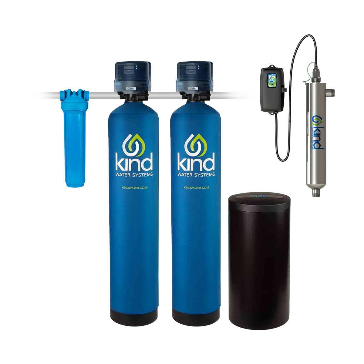 Whole House Water Filter with Salt-Based Water Softener & UV