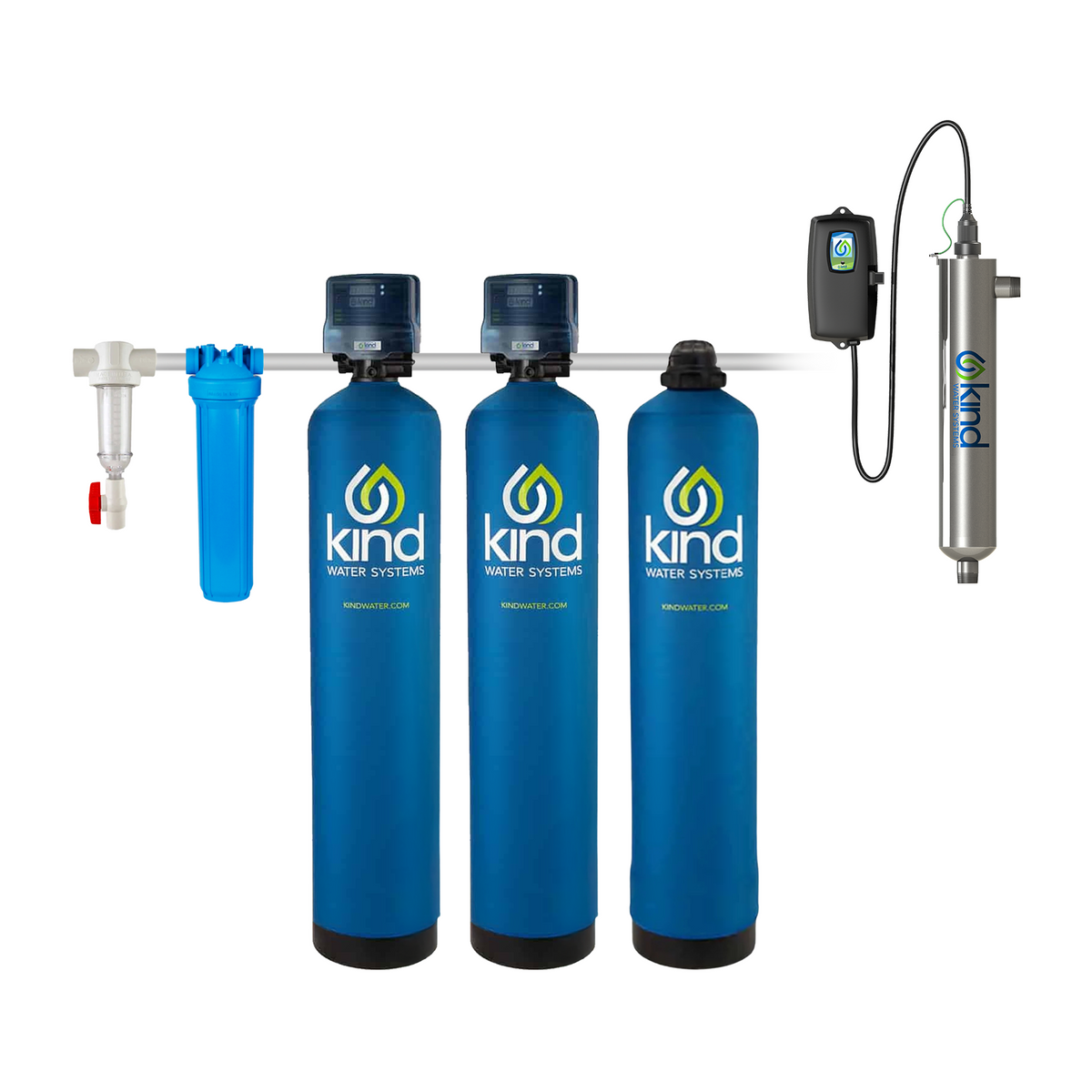 Whole House Iron & Carbon Filter with Salt-Free Water Softener & UV