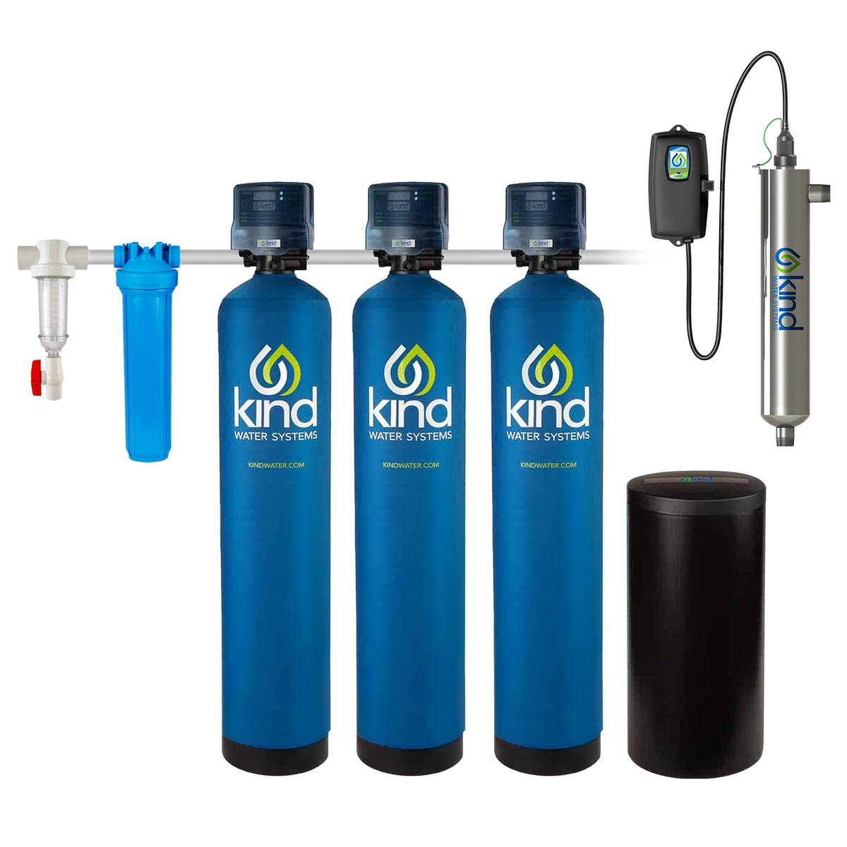 Whole House Iron & Carbon Filter with Salt-Based Water Softener & UV