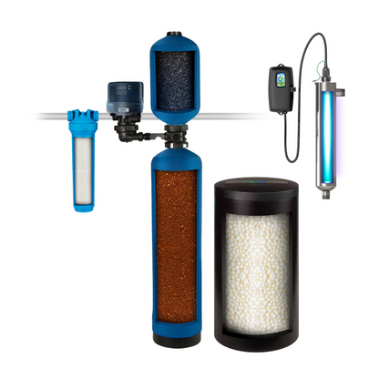 Whole House Filter and Salt-Based Water Softener Combo with UV