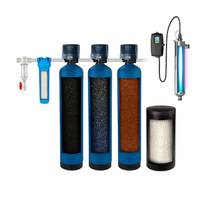 Whole House Iron & Carbon Filter with Salt-Based Water Softener with UV