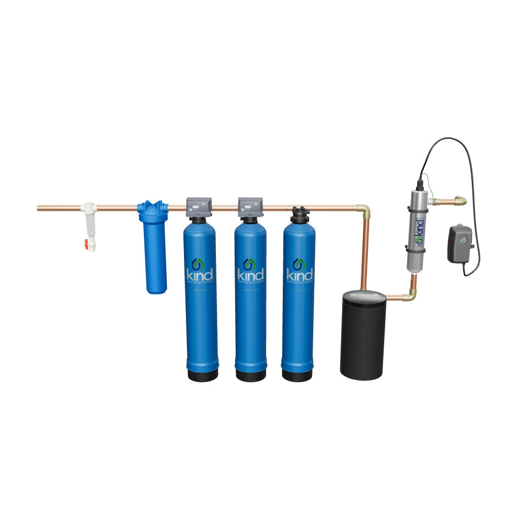 Whole House Iron & Carbon Filter with Salt-Based Water Softener & UV